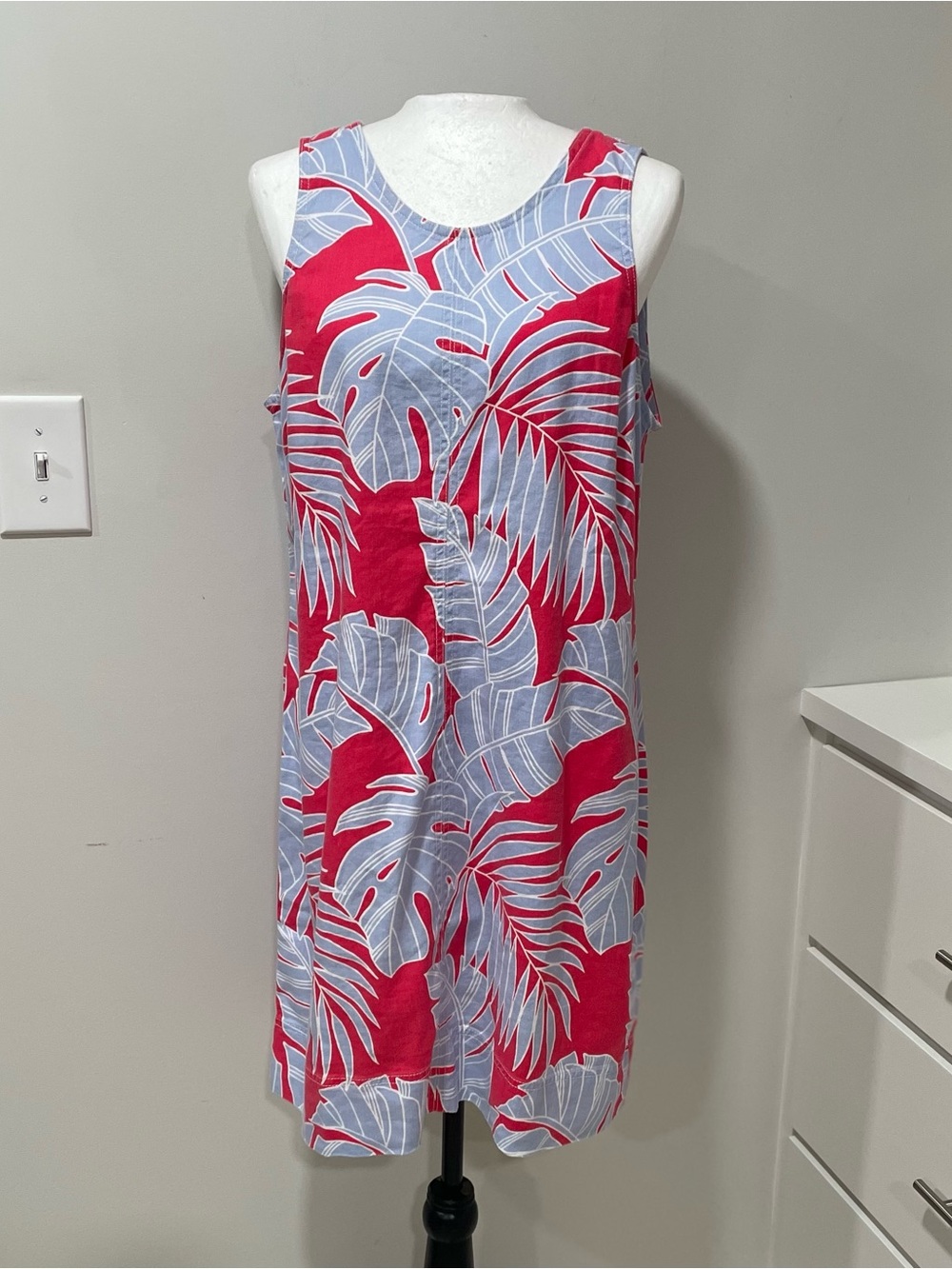 NWT Tommy Bahama Sleeveless Tropical Palm Leaf Shift Dress Coastal Beach Island